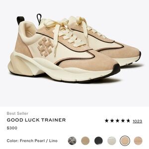 Tory Burch Good Luck Trainer in French Pearl and Lino